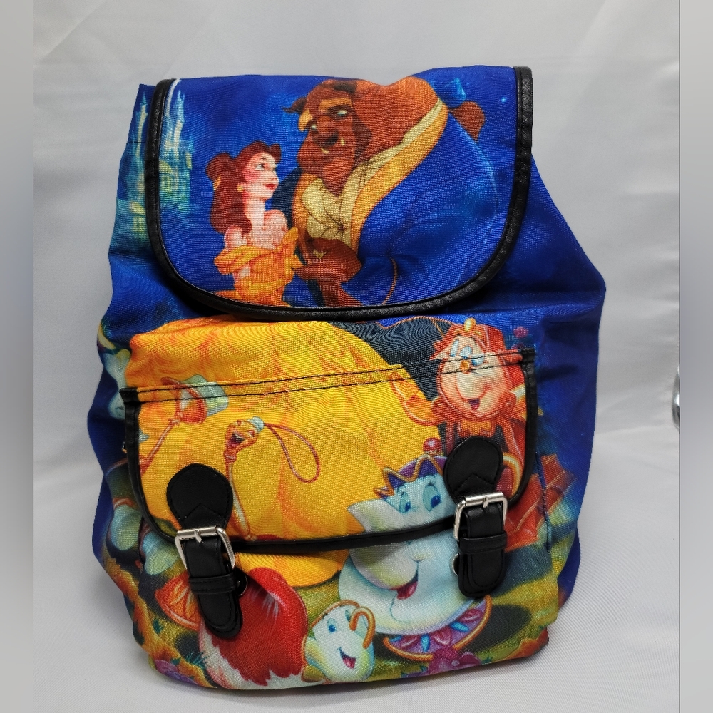 Loungefly Beauty And The Beast Canvas Drawstring Backpack Vintage Disney Rare